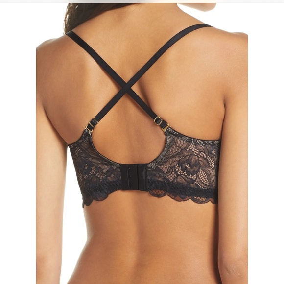 Natori $68 Muse Wireless Bralette 34DD Black Beige Lace Bra Full Fit Contour - Picture 3 of 16